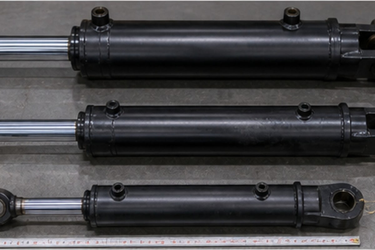 Boom arm and bucket excavator hydraulic cylinder fitment comparison