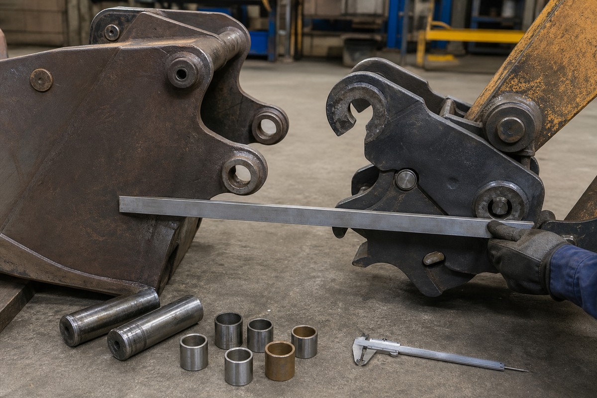 quick coupler and excavator bucket lug fitment check