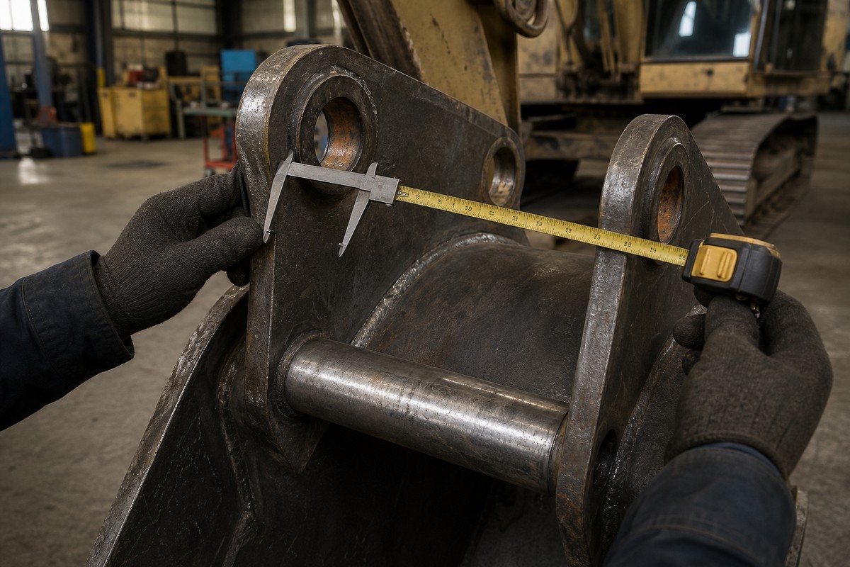 excavator bucket pin diameter ear width and pin center measurement