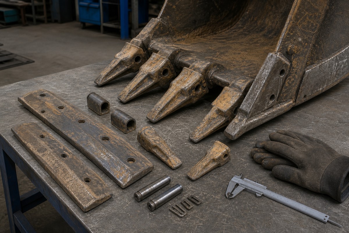 excavator bucket teeth adaptor cutting edge wear check