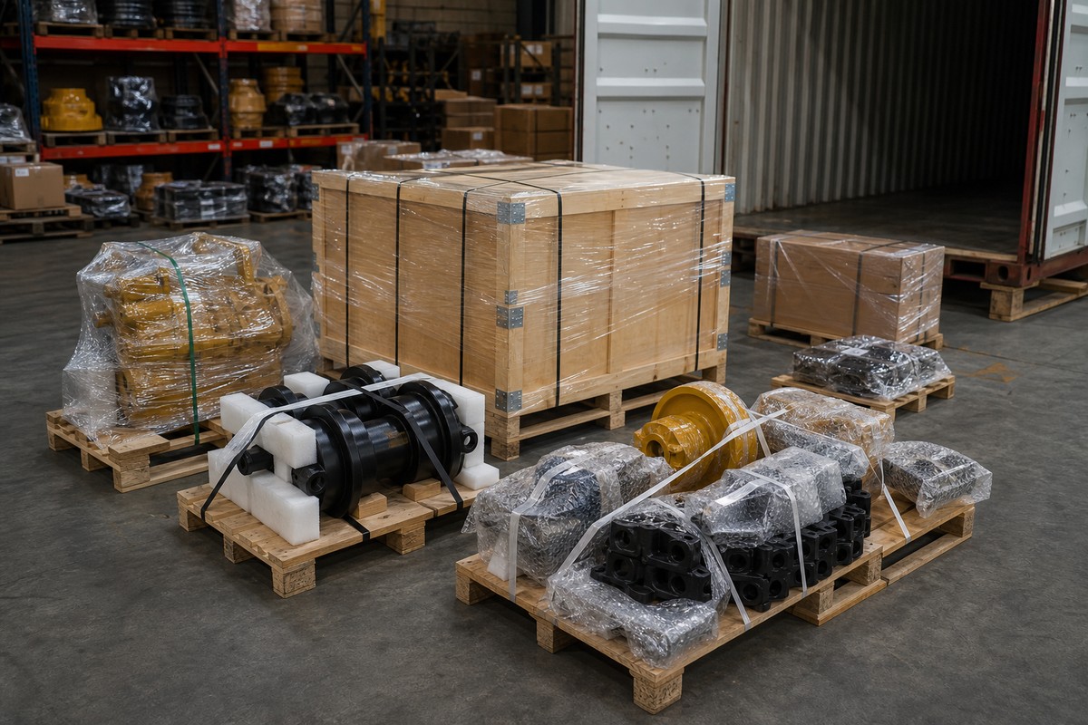 excavator spare parts export packing to Canada