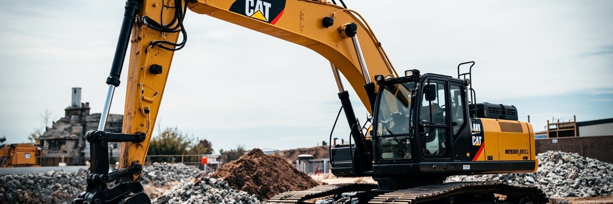 CAT caterpillar excavator at construction site large hydraulic machine