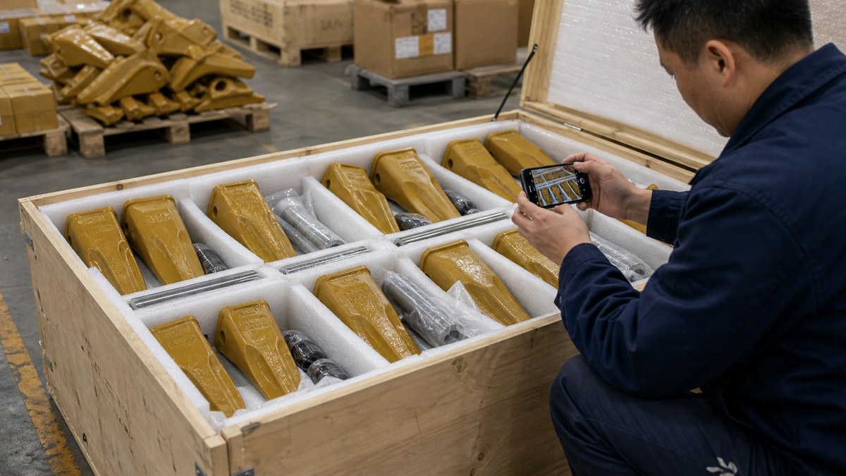 excavator bucket teeth shipment packing evidence