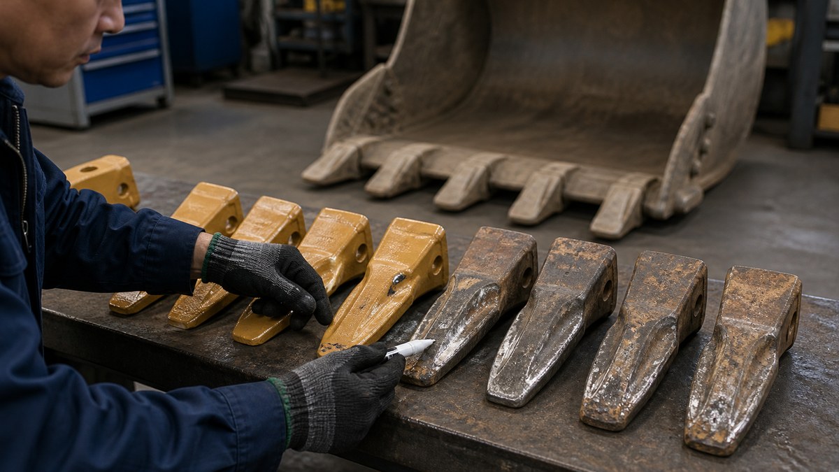 excavator bucket teeth wear signs comparison