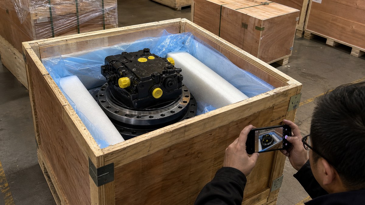 excavator final drive export packing evidence