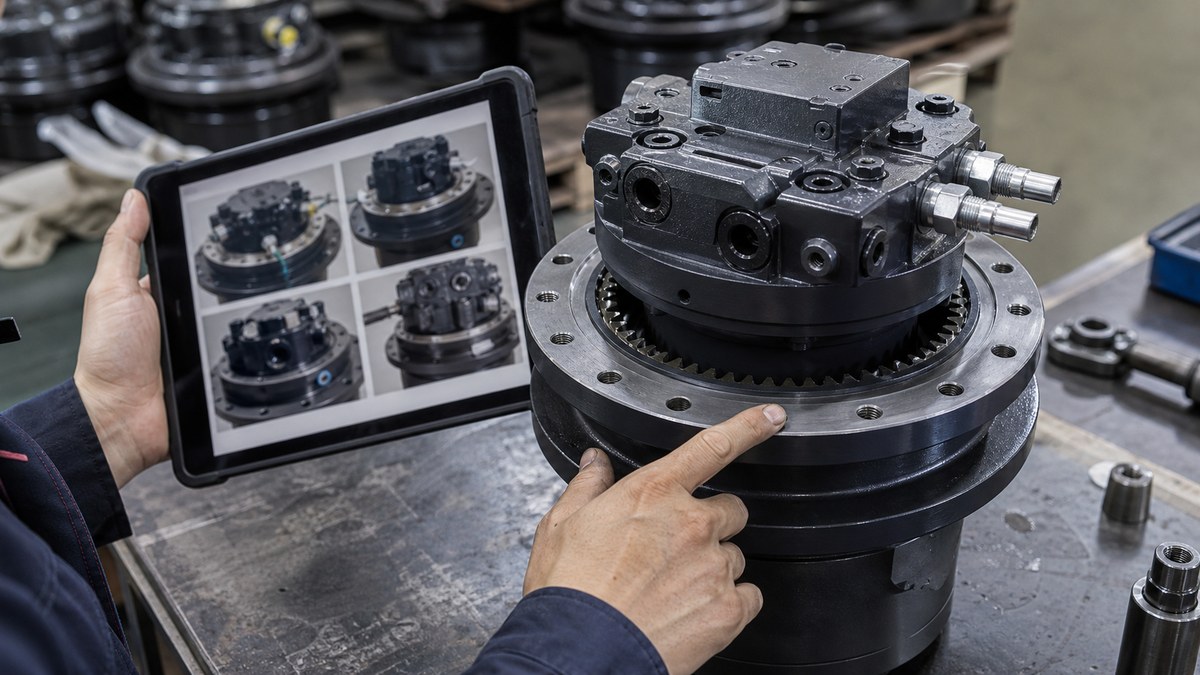excavator final drive fitment mounting and port check