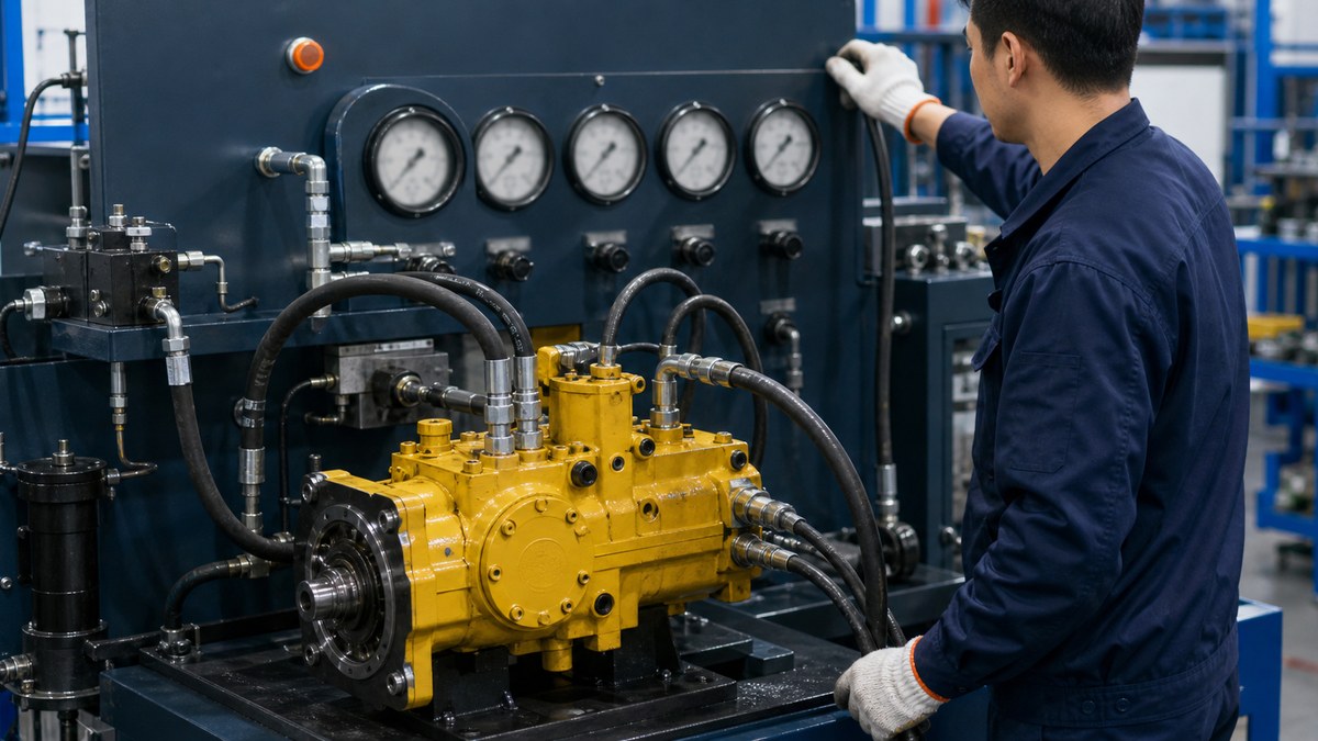 excavator hydraulic pump bench test evidence