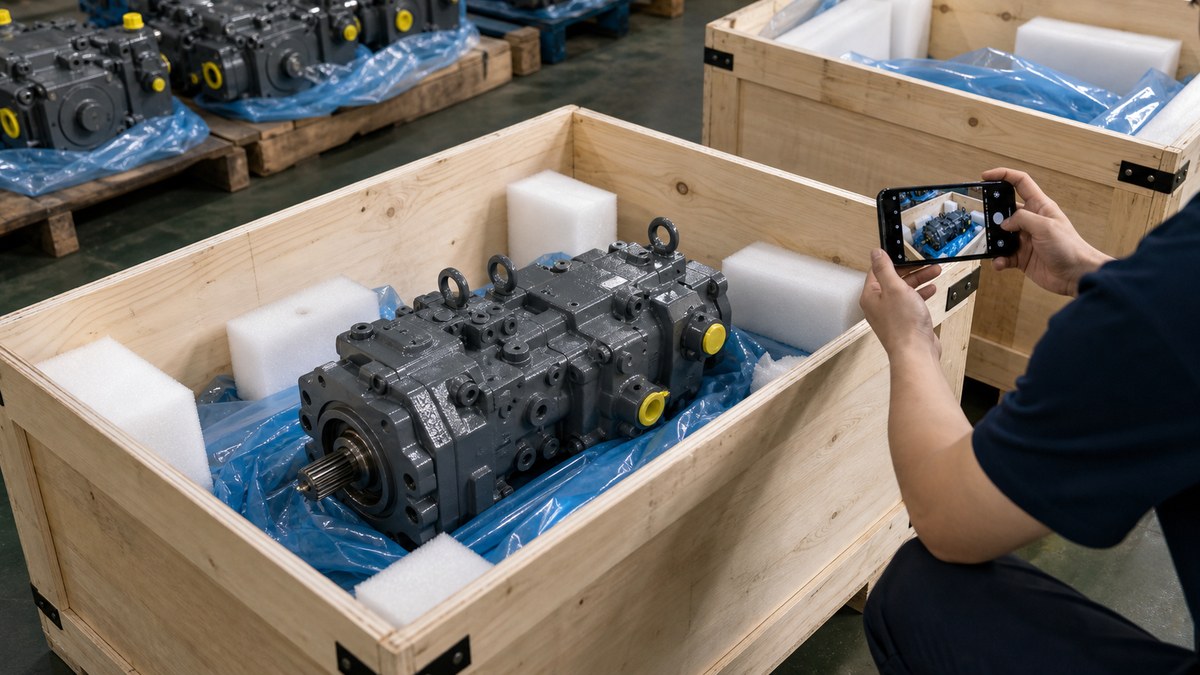 excavator hydraulic pump export packing evidence
