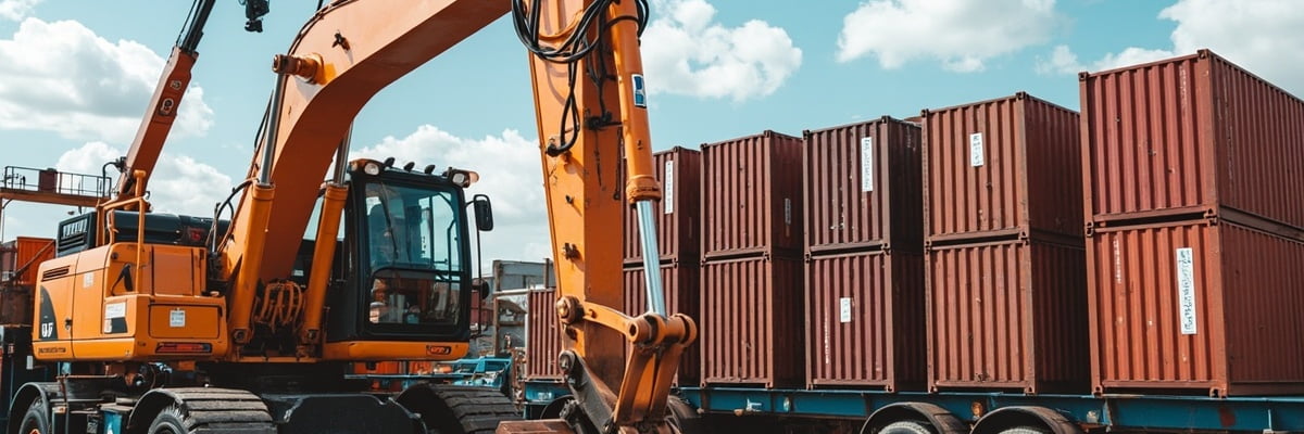 global port shipping excavator parts containers logistics