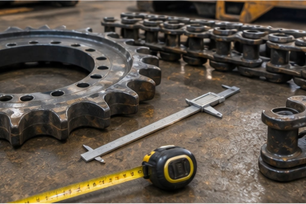 excavator sprocket tooth wear segment bolt pattern and track chain match evidence