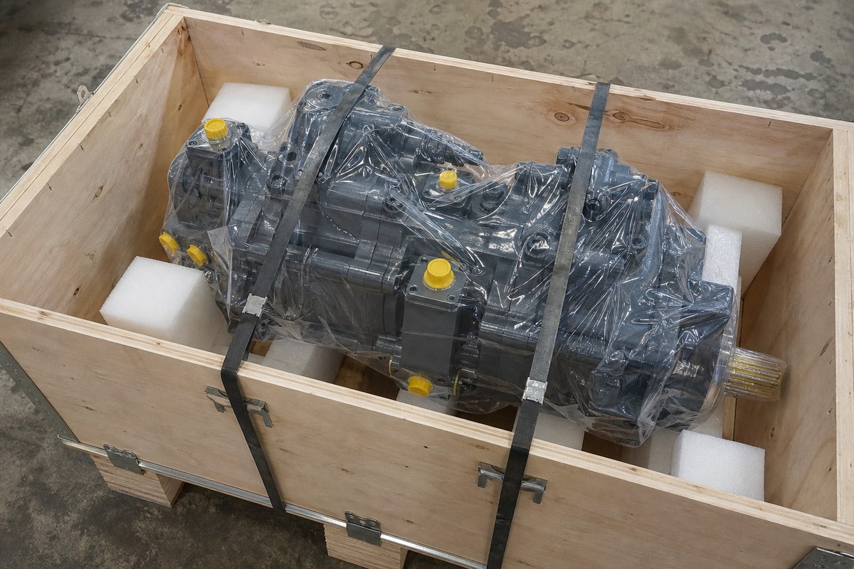 Hitachi excavator hydraulic pump export packing evidence