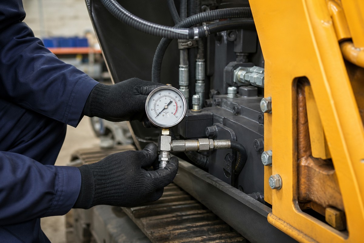 pilot pressure gauge check for excavator slow hydraulics