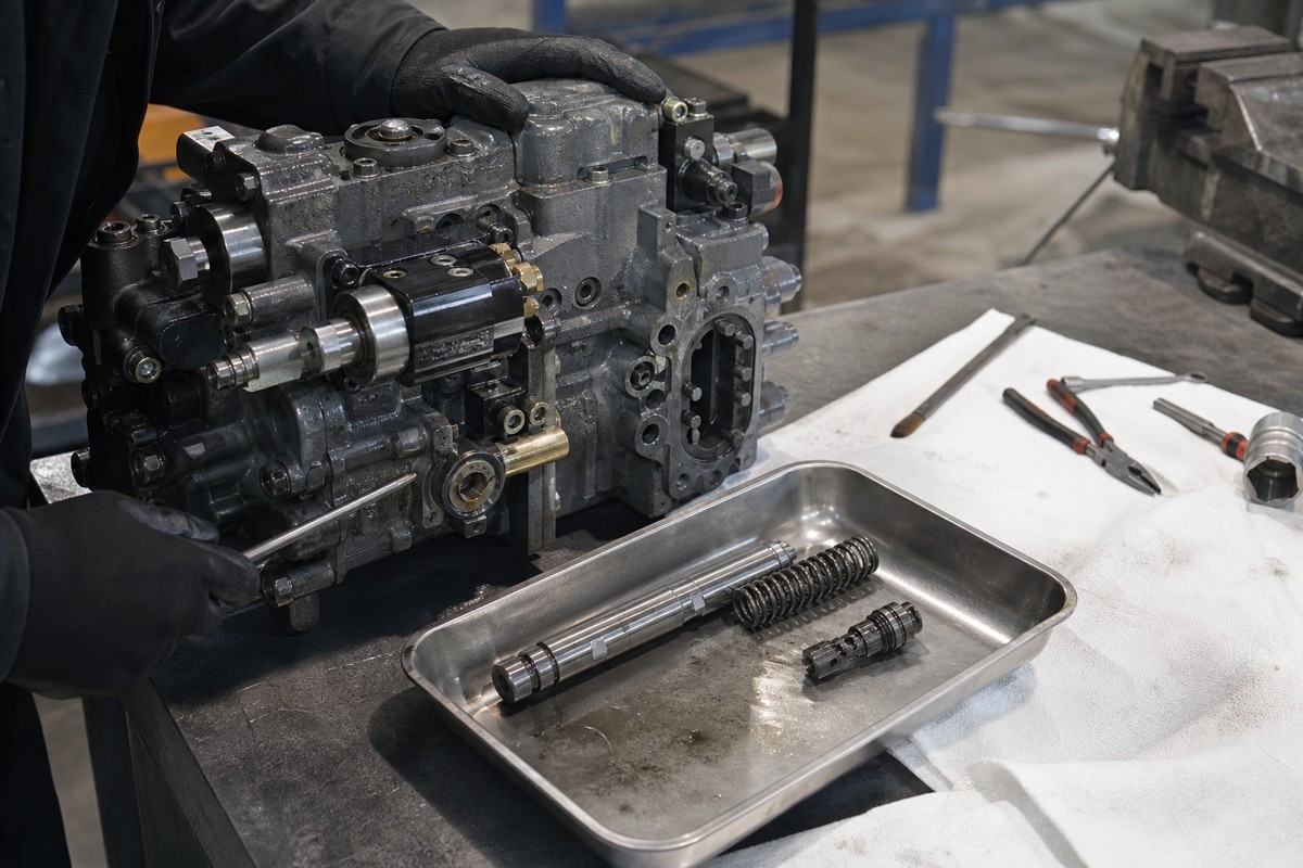 excavator hydraulic pump regulator and servo piston check