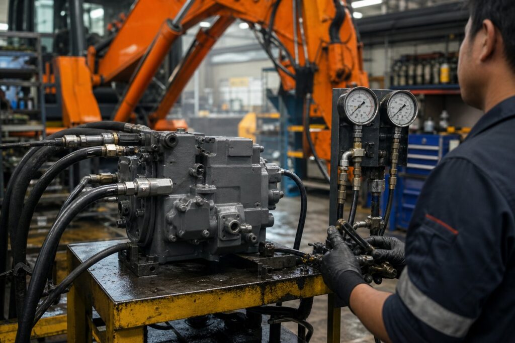 Hitachi excavator slow hydraulics diagnostic evidence