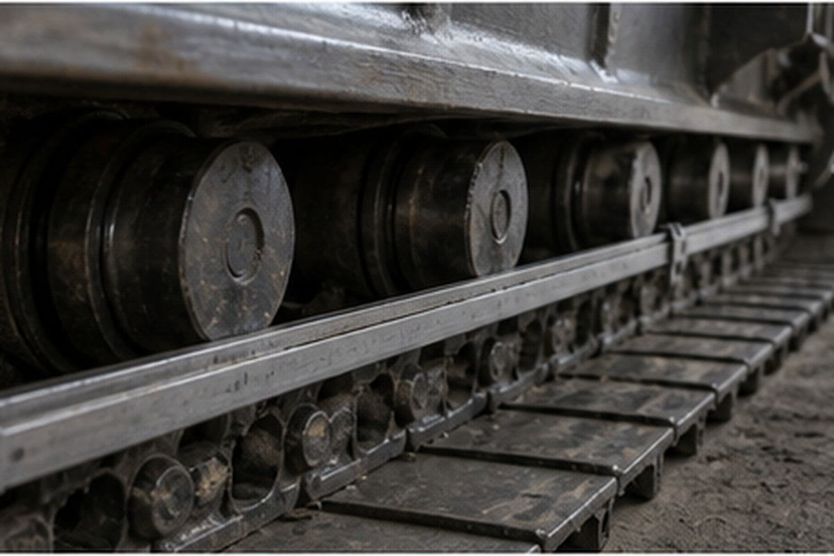 excavator idler track chain roller alignment evidence