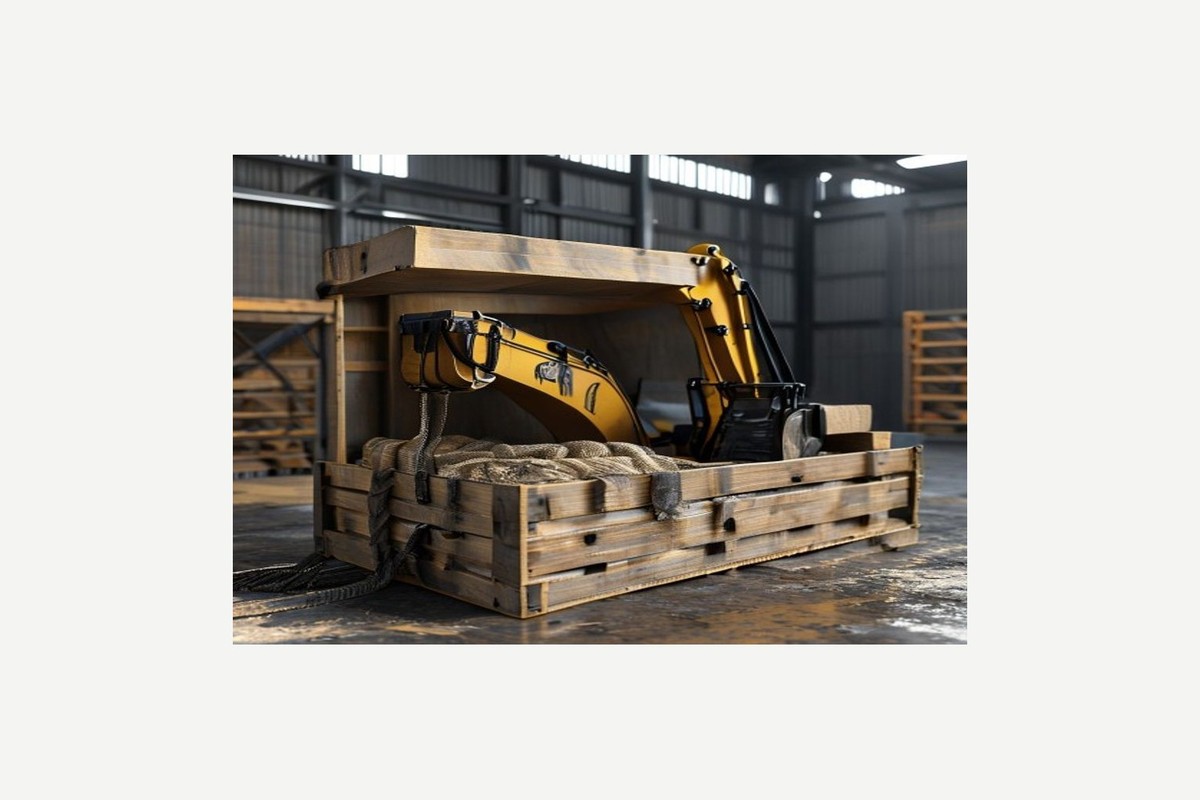 excavator idler export packing in wooden crate