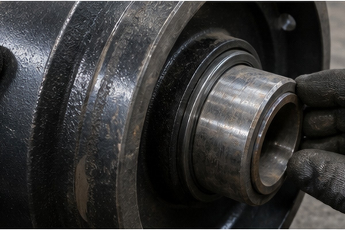 excavator idler shell shaft bushing and side wear inspection