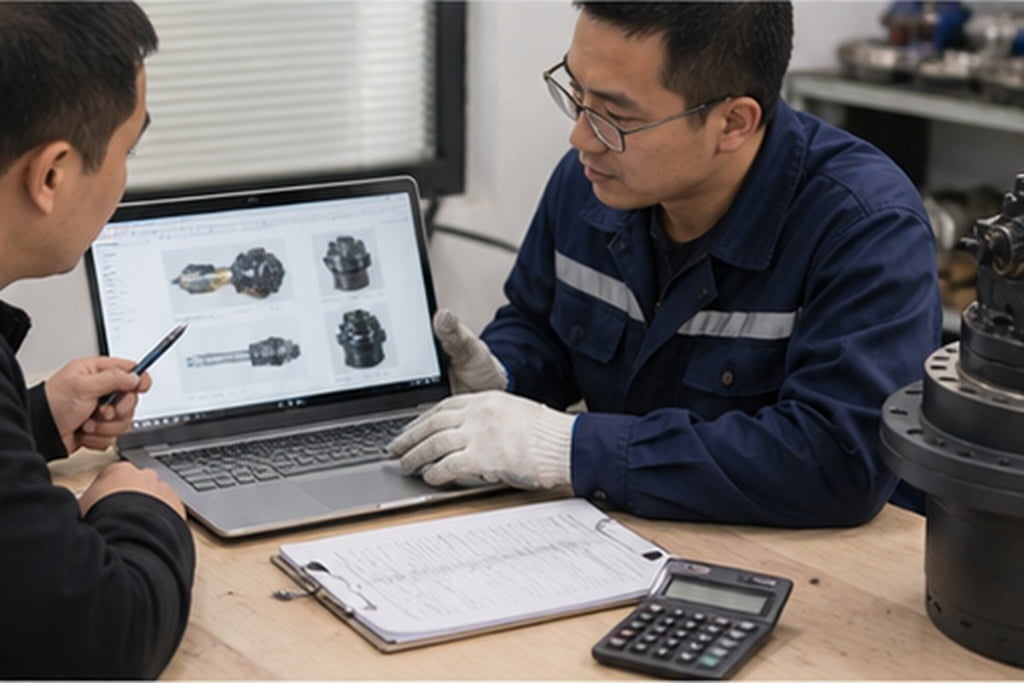 Komatsu PC220 final drive quote file with model serial and old part evidence