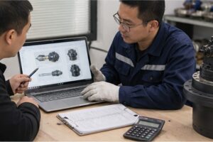 Komatsu PC220 final drive quote file with model serial and old part evidence