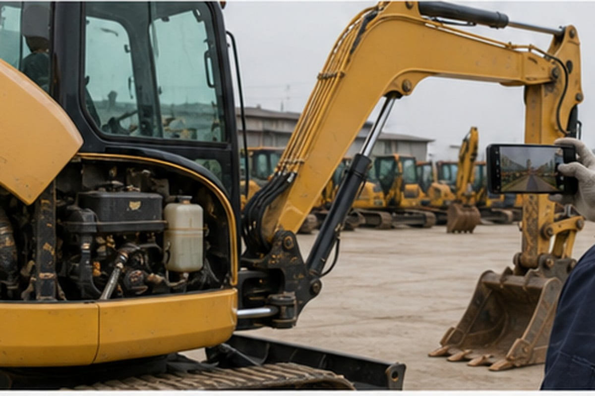 Used mini excavator cold start and hydraulic operation inspection