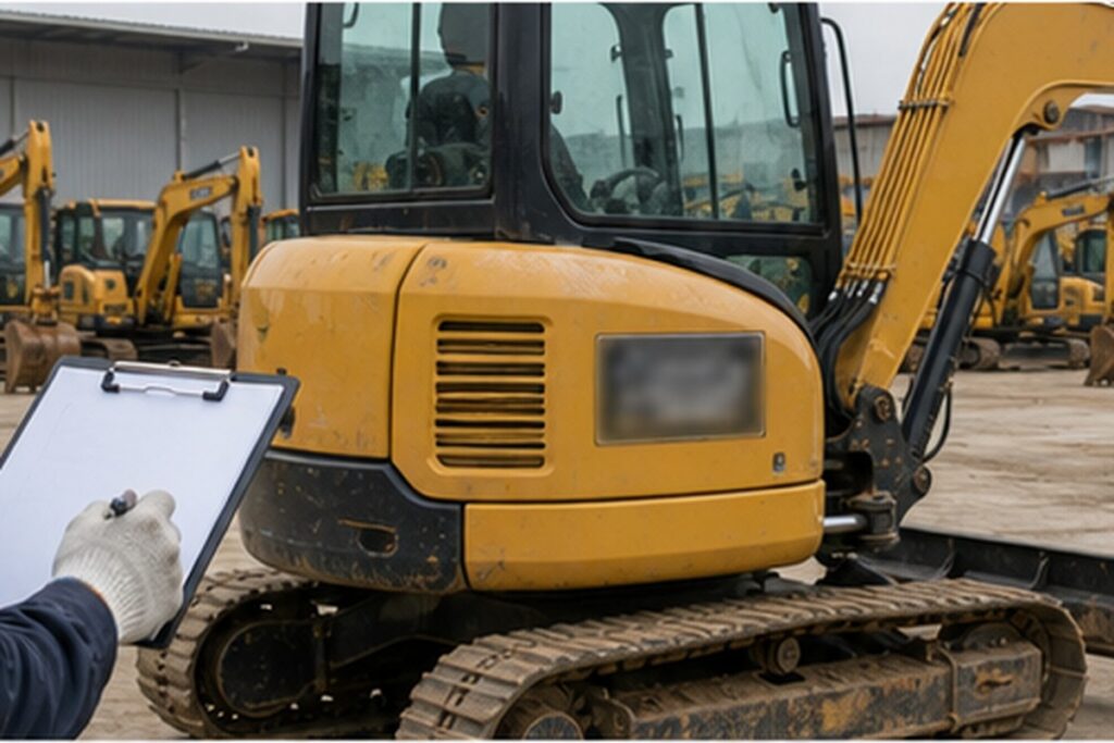 Second hand mini excavator quote evidence with serial plate hours and inspection photos