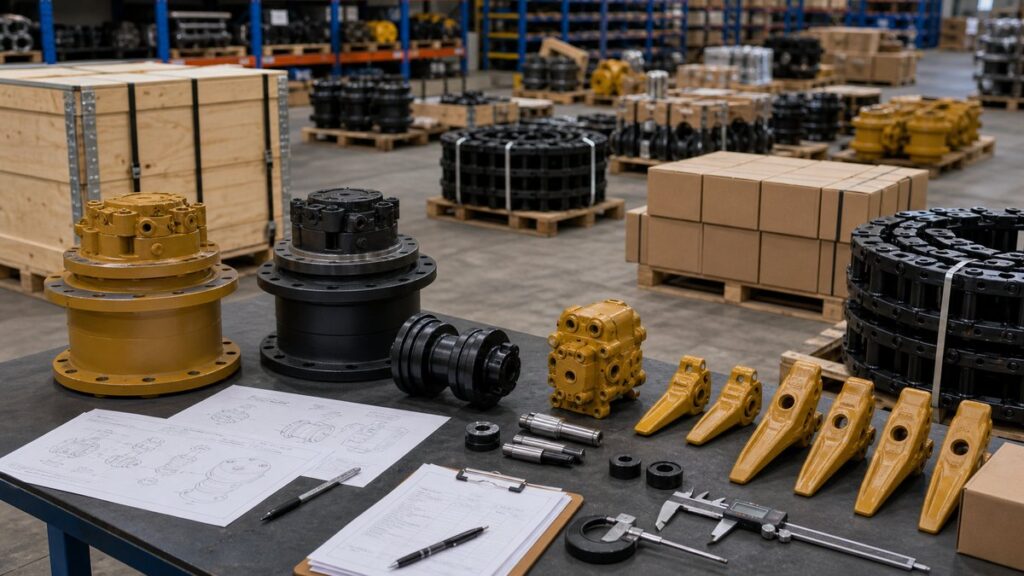 peças para escavadeira Komatsu CAT warehouse inspection
