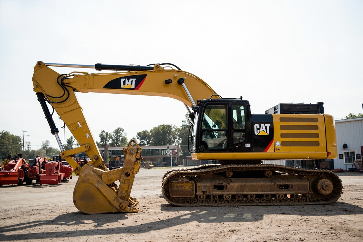 Used CAT 320D Excavator Dealer Lot Used CAT 320 excavator at professional equipment dealership lot late model