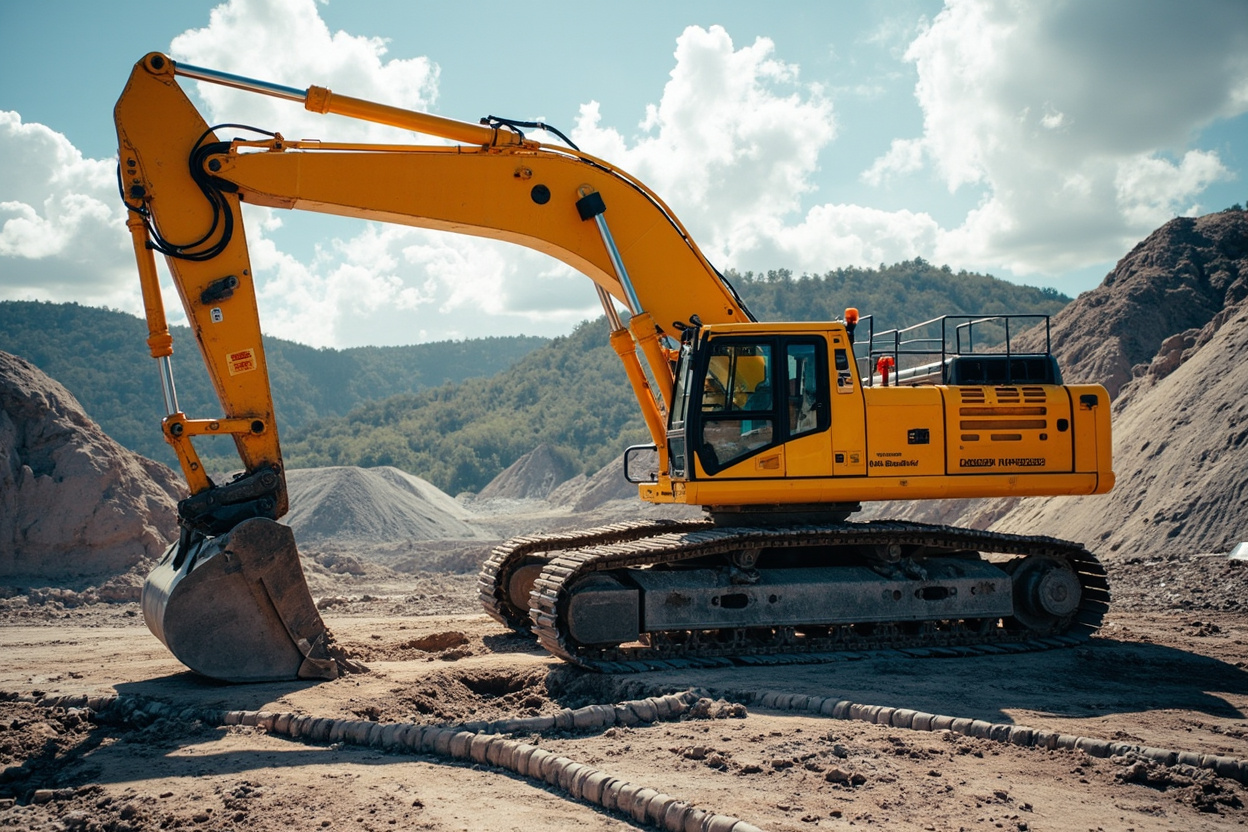 Komatsu Excavator South America Mining Komatsu excavator at South American mining operation Latin America infrastructure