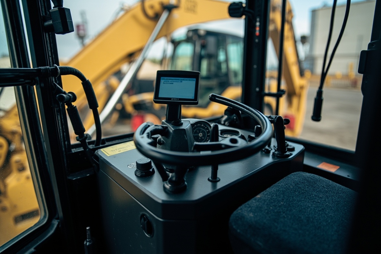 Excavator Cab Digital Controls Modern excavator cab interior digital controls monitor operator station