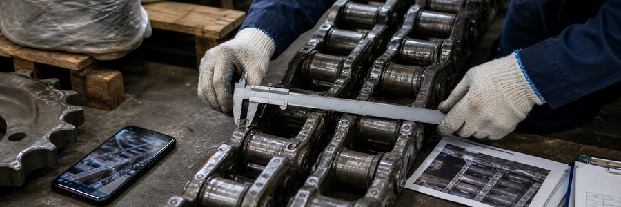 Excavator track chain fitment data checklist