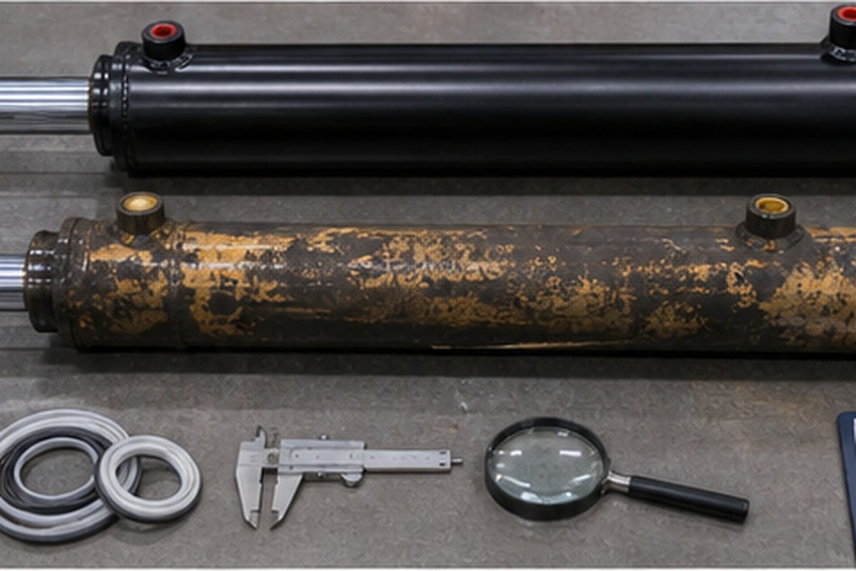 Rebuilt and used excavator hydraulic cylinder condition evidence