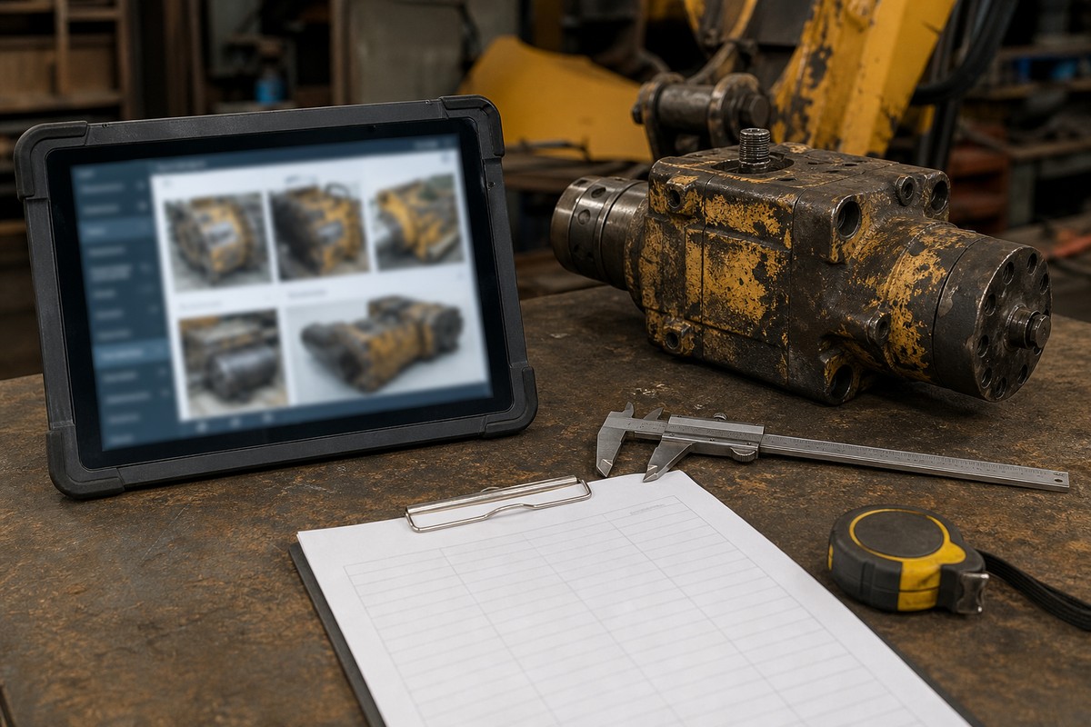 SANY excavator old part photos and measurement evidence