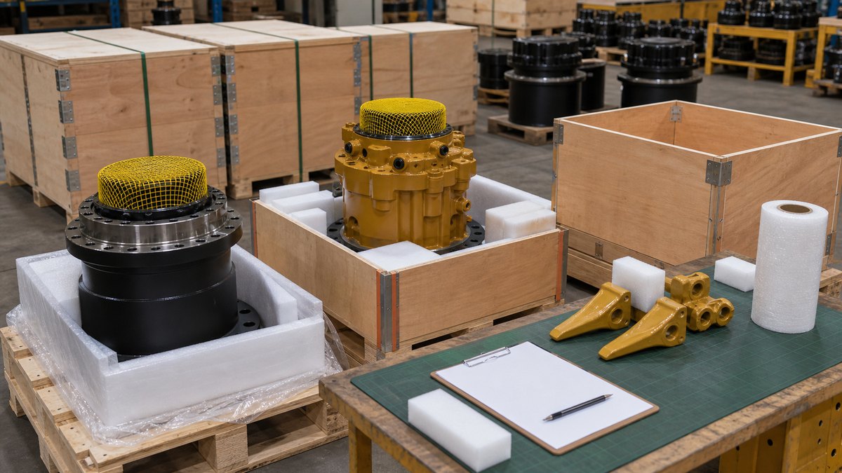 excavator spare parts export packing evidence
