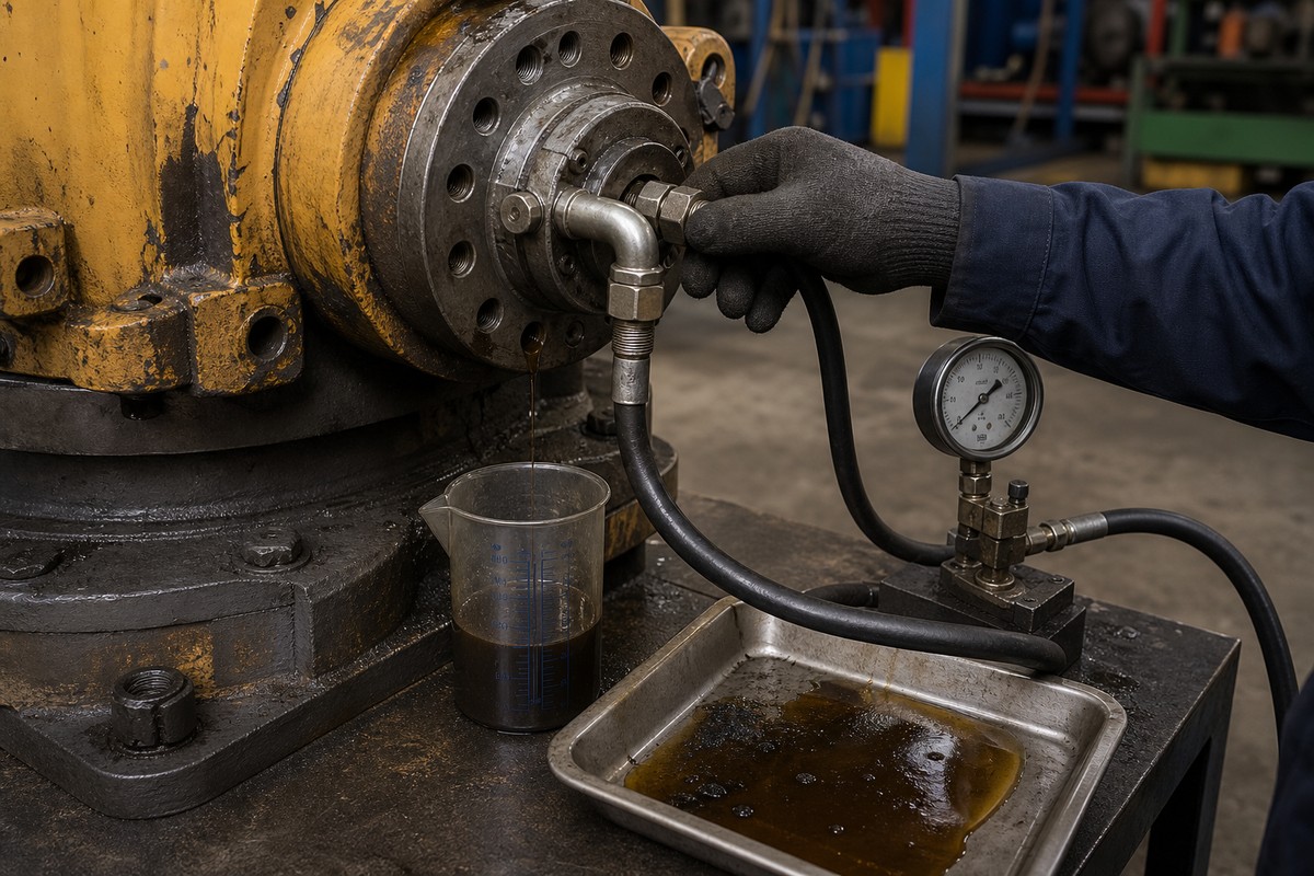 excavator swing motor case drain leakage diagnostic check