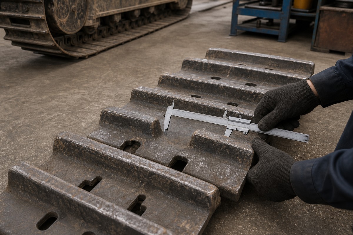 excavator track shoe width and grouser condition check