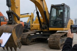 Used excavator final walkaround inspection before shipping from China