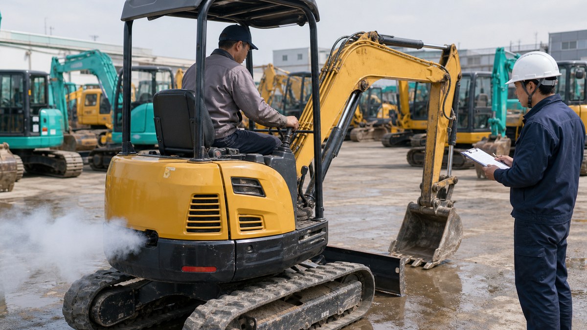 used mini excavator cold start dashboard check