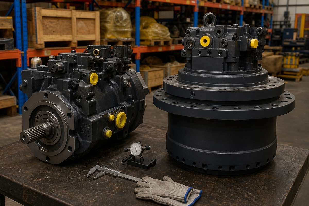 bơm thủy lực máy xúc và final drive kiểm tra port và trục