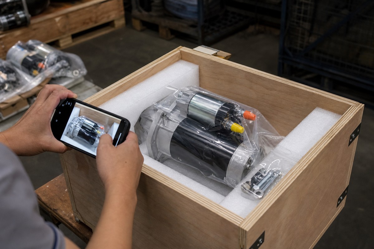 Starter motor export packing proof