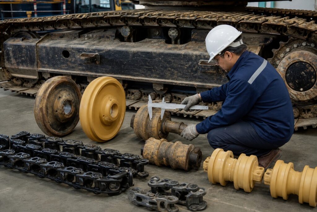 Medicion de rodillos y cadena de tren de rodaje