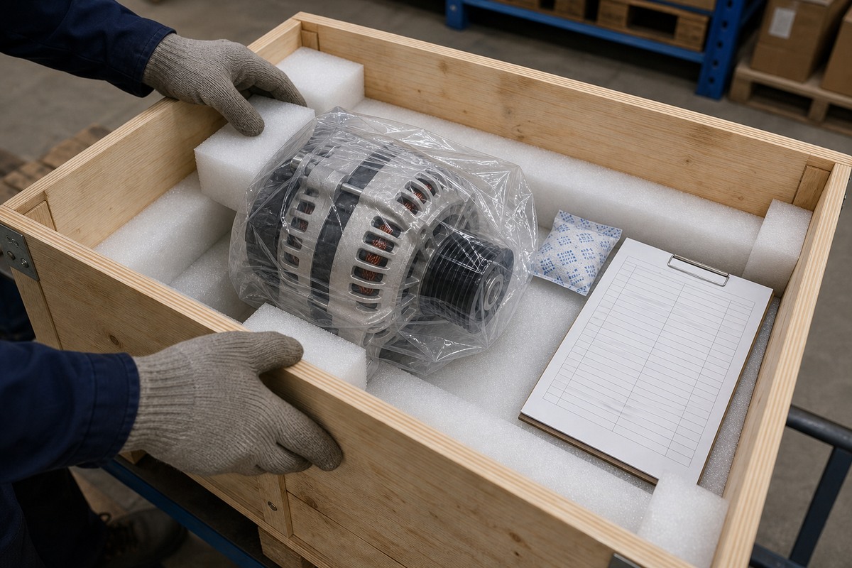 Excavator alternator export packing proof