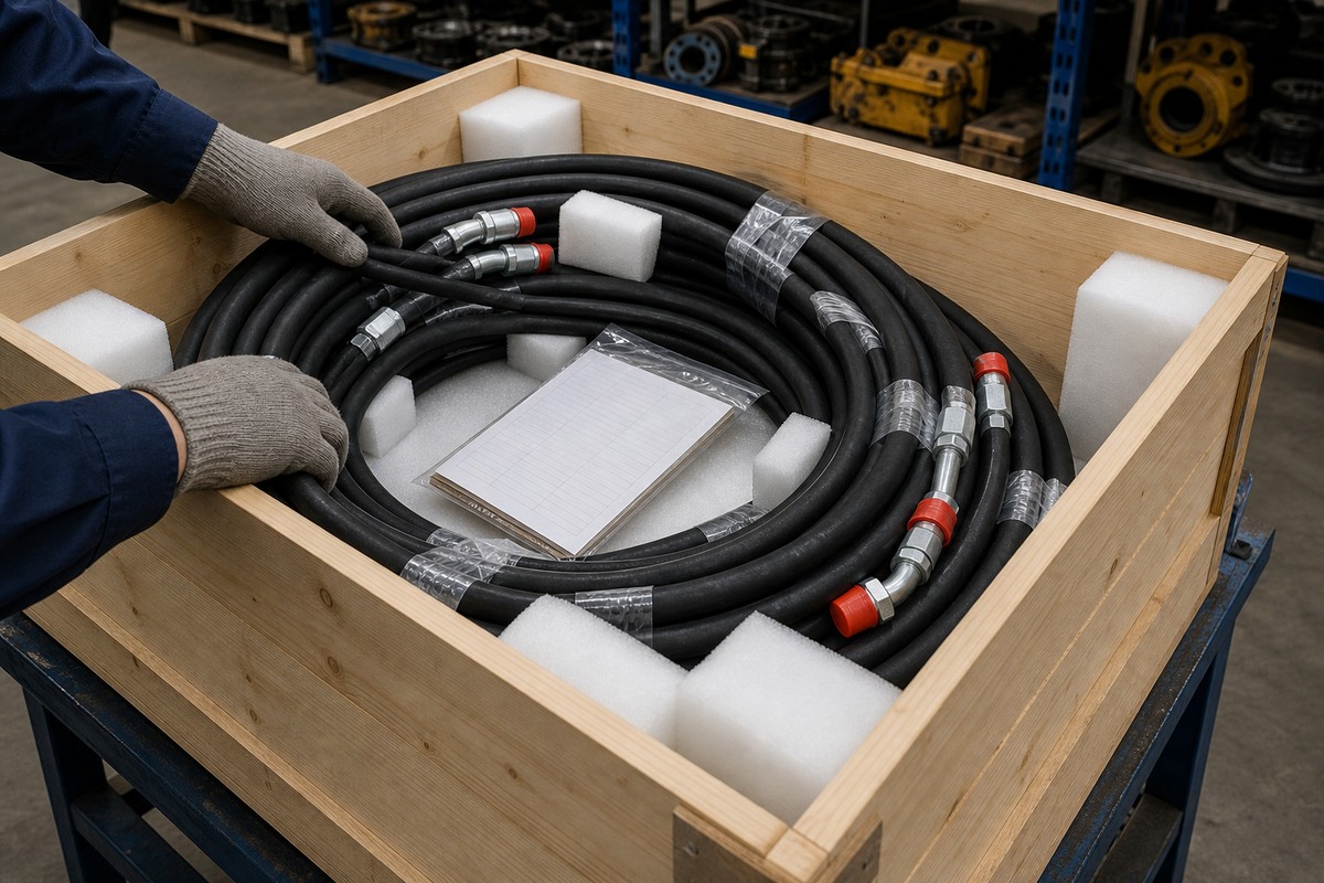 Excavator hydraulic hose export packing proof