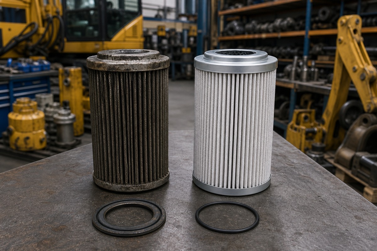 Perbandingan filter hydraulic excavator lama dan baru