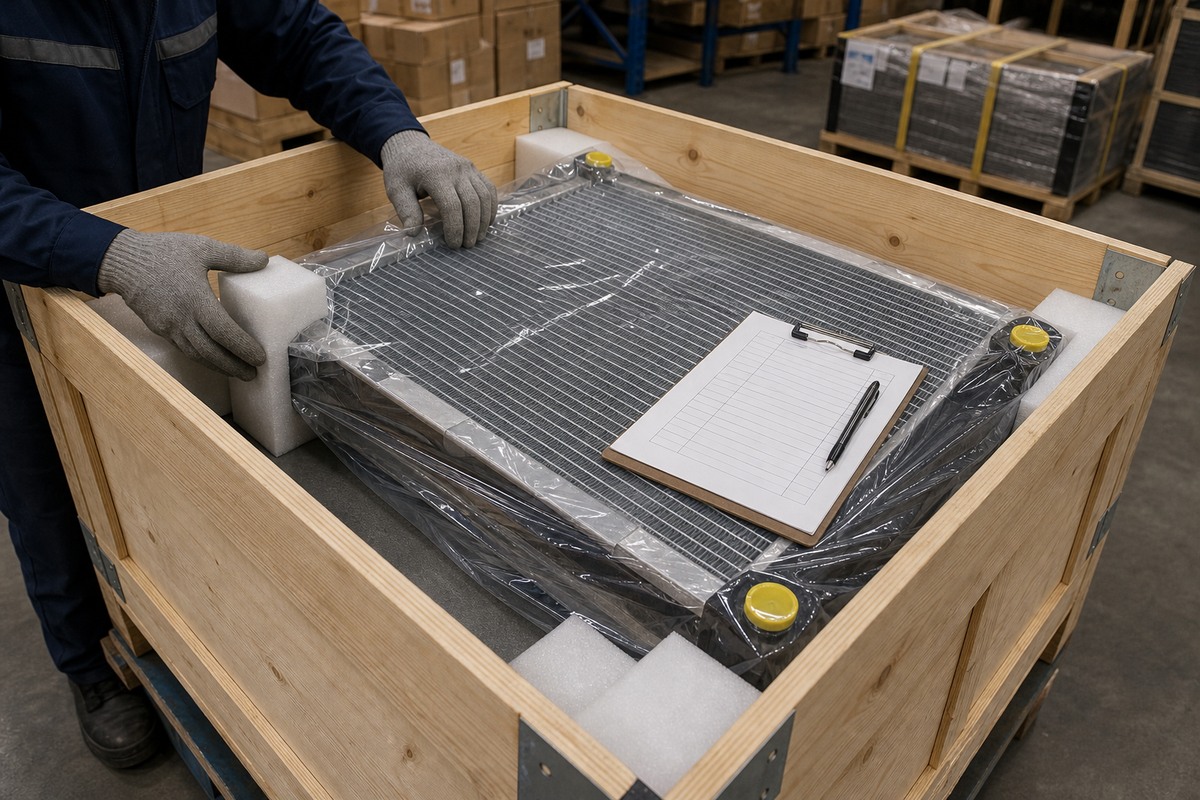 Excavator radiator export packing proof