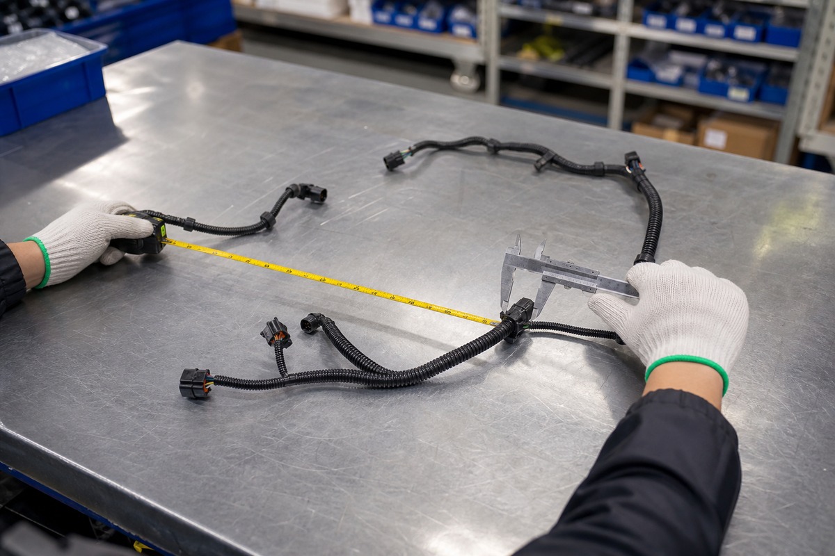 Pengukuran panjang cabang kabel harness excavator