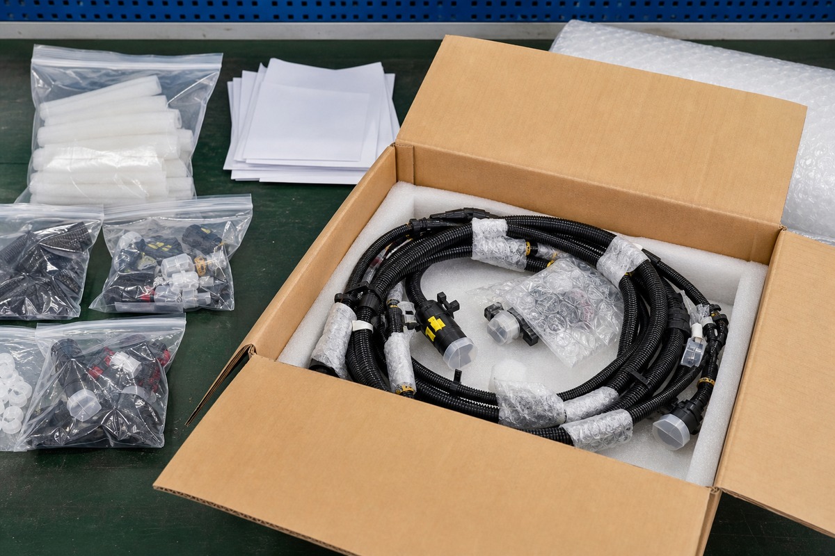 Excavator wiring harness export packing proof