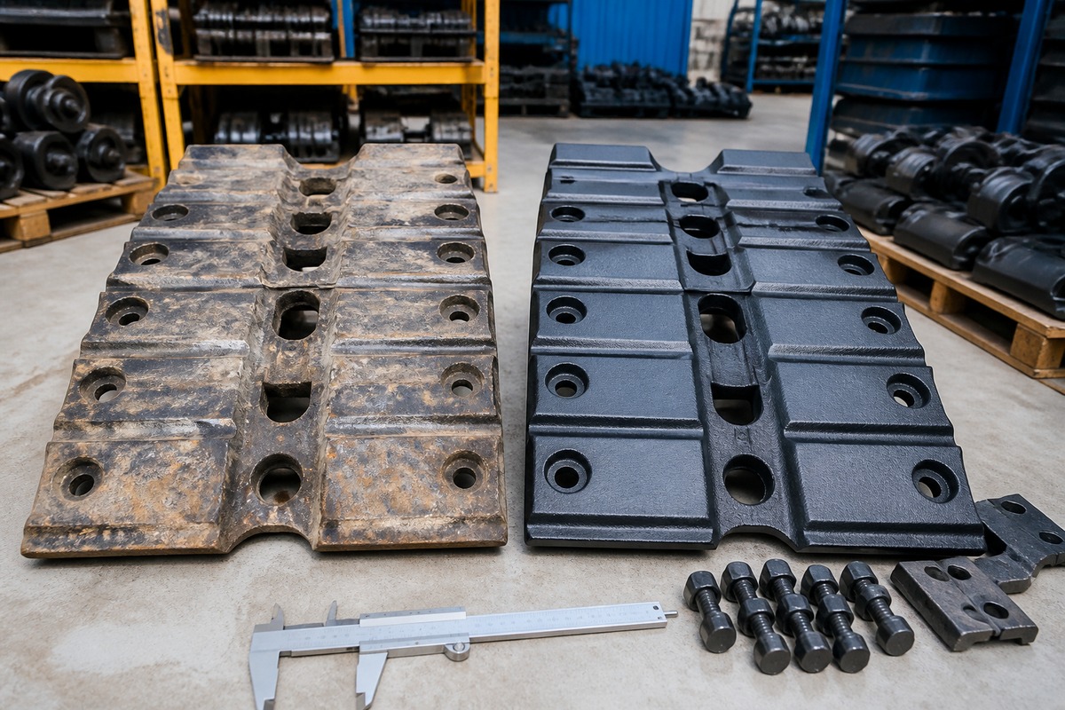 Track shoe excavator lama dan baru