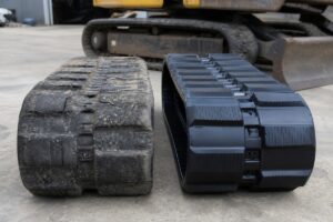 Mini excavator rubber track old and new comparison