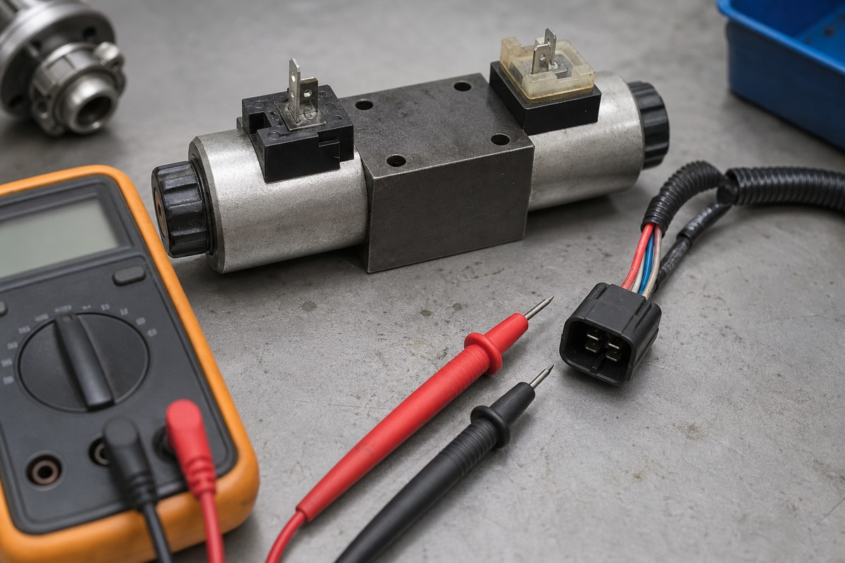Pengecekan coil dan connector solenoid valve excavator