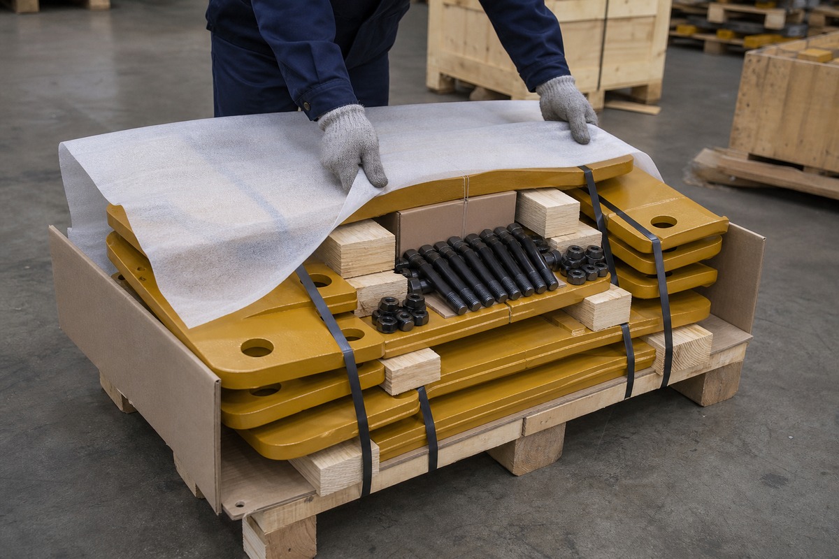 Excavator cutting edge export packing proof